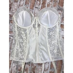 Vintage 80s Carnival Bustier Corset Beige Lace 423 40B union label USA